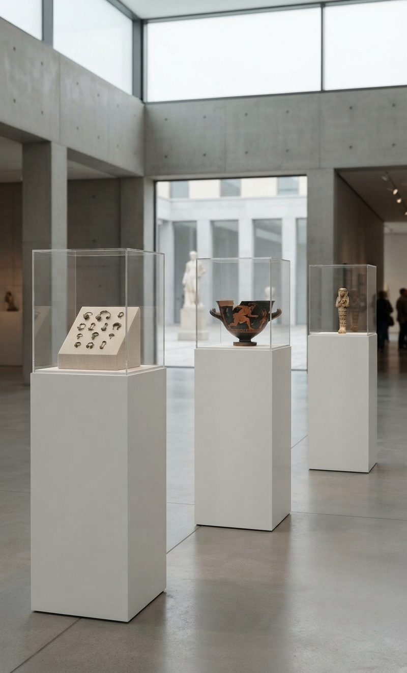 allestimento museo totem espositivi con teca